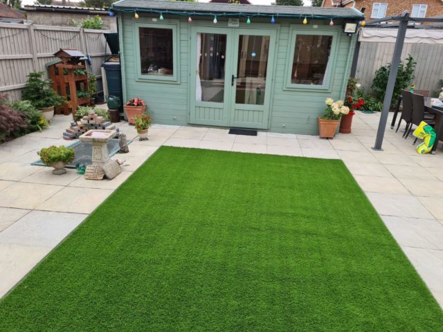 Section of Patio Replaced with Artificial Grass
